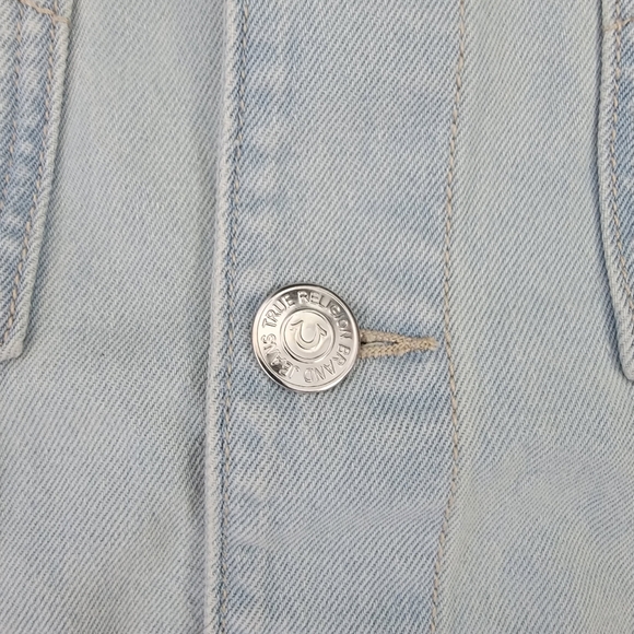 True Religion Jesse SN Trucker Jacket Light Blossom Wash Men's Denim Large - Picture 7 of 16